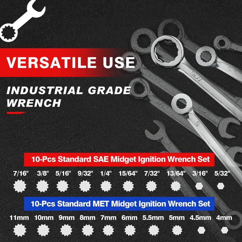 SPEEDWOX Mini Wrench Set Metric SAE Ignition Wrench Sets Open and Box End Wrench Set Small Wrench Set Combination Wrench Sets with Storage Pouches and Key Chains, 4mm-11mm & 5/32"-7/16" - Image 2